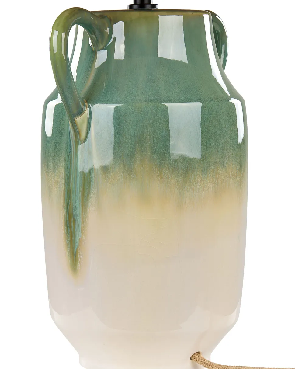 Candeeiro De Mesa Em Ceramica Verde E Branco 53 Cm Limones