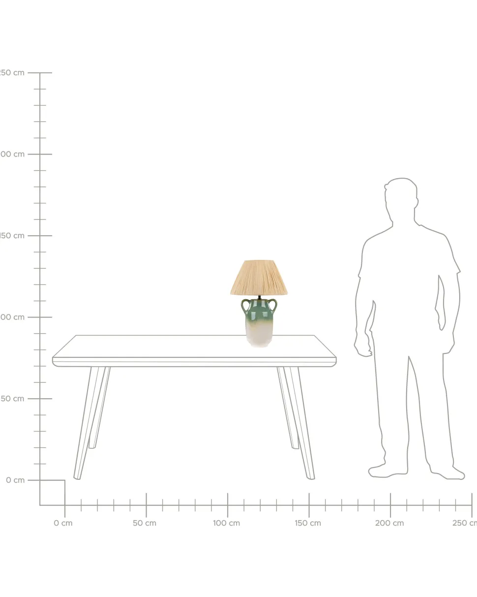 Candeeiro De Mesa Em Ceramica Verde E Branco 53 Cm Limones