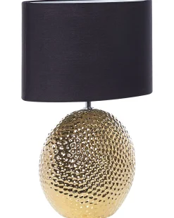 Candeeiro De Mesa Em Ceramica Dourada E Preto 51 Cm Nasva