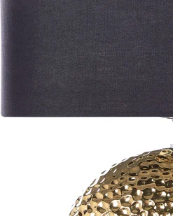 Candeeiro De Mesa Em Ceramica Dourada E Preto 51 Cm Nasva