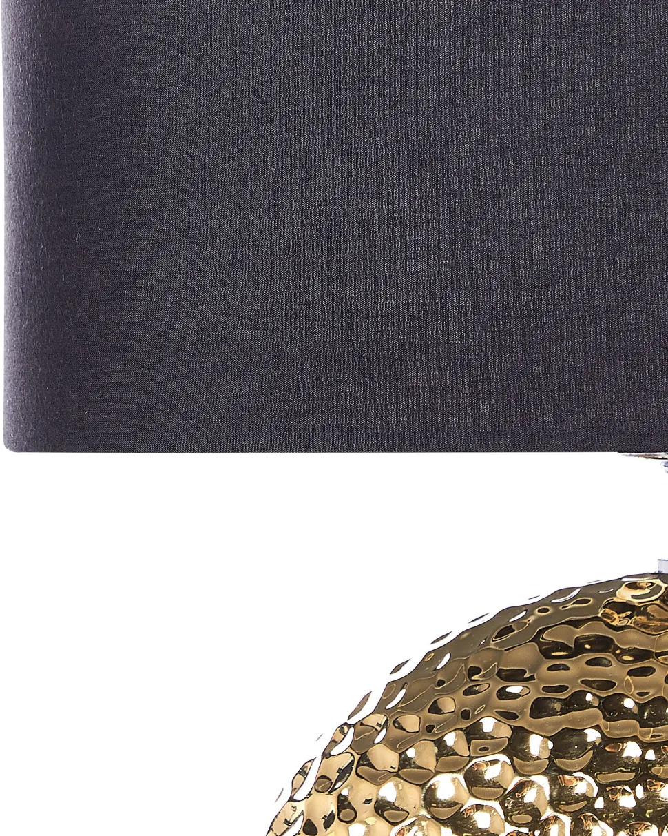 Candeeiro De Mesa Em Ceramica Dourada E Preto 51 Cm Nasva