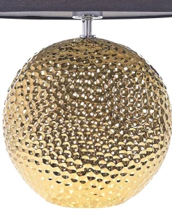 Candeeiro De Mesa Em Ceramica Dourada E Preto 51 Cm Nasva