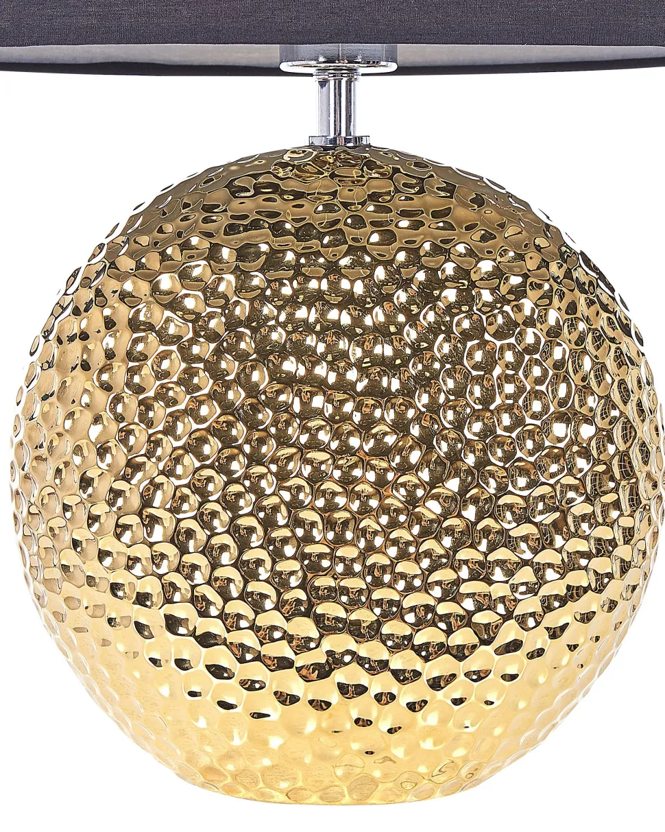 Candeeiro De Mesa Em Ceramica Dourada E Preto 51 Cm Nasva