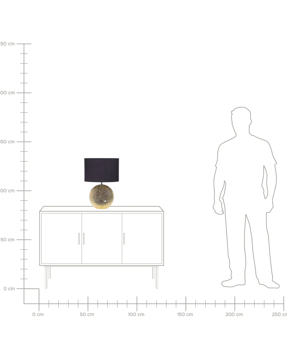 Candeeiro De Mesa Em Ceramica Dourada E Preto 51 Cm Nasva