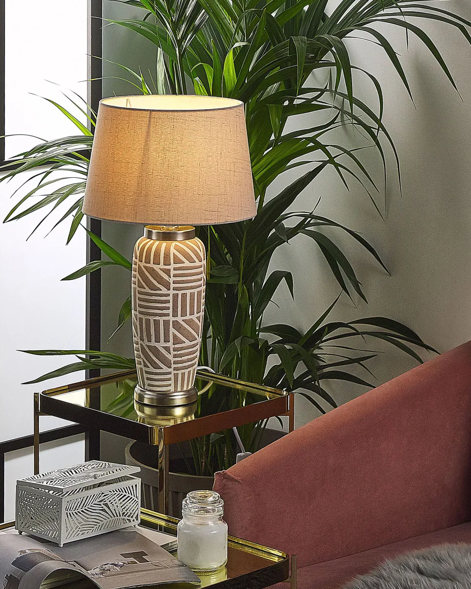 Candeeiro De Mesa Em Ceramica Creme 48 Cm Traisen