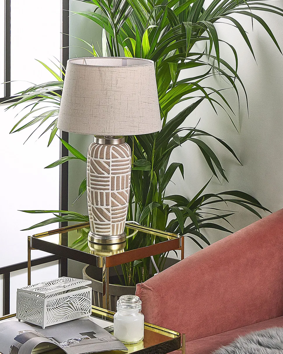 Candeeiro De Mesa Em Ceramica Creme 48 Cm Traisen