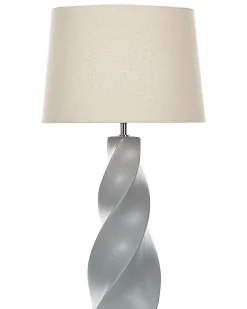 Candeeiro De Mesa Em Ceramica Cinzento E Creme 71 Cm Belaya