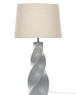 Candeeiro De Mesa Em Ceramica Cinzento E Creme 71 Cm Belaya