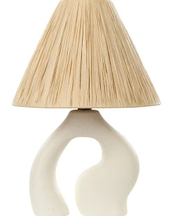 Candeeiro De Mesa Em Ceramica Branca 42 Cm Barbas