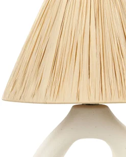 Candeeiro De Mesa Em Ceramica Branca 42 Cm Barbas