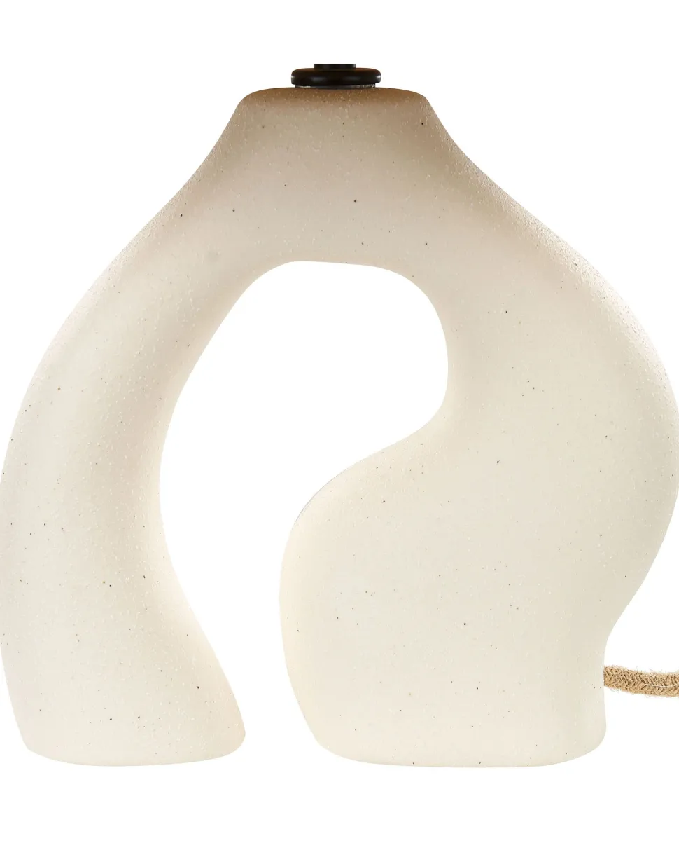 Candeeiro De Mesa Em Ceramica Branca 42 Cm Barbas