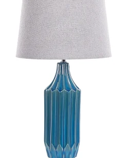 Candeeiro De Mesa Em Ceramica Azul Abava