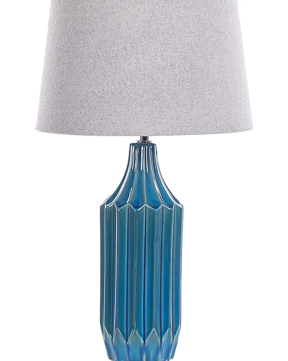 Candeeiro De Mesa Em Ceramica Azul Abava