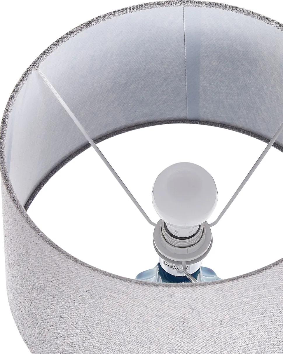 Candeeiro De Mesa Em Ceramica Azul Abava