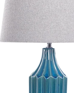 Candeeiro De Mesa Em Ceramica Azul Abava