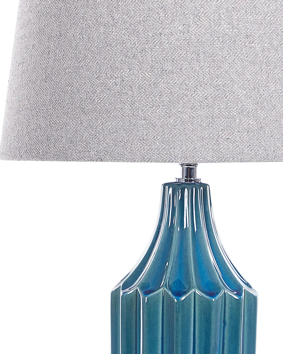 Candeeiro De Mesa Em Ceramica Azul Abava