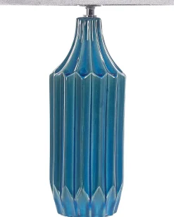 Candeeiro De Mesa Em Ceramica Azul Abava