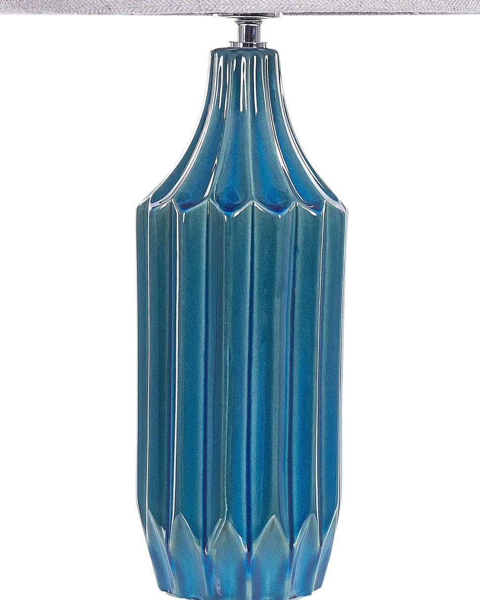 Candeeiro De Mesa Em Ceramica Azul Abava