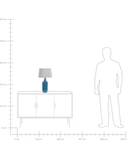 Candeeiro De Mesa Em Ceramica Azul Abava