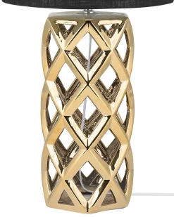 Candeeiro De Mesa Em Ceramica Dourada E Preto 71 Cm Selja