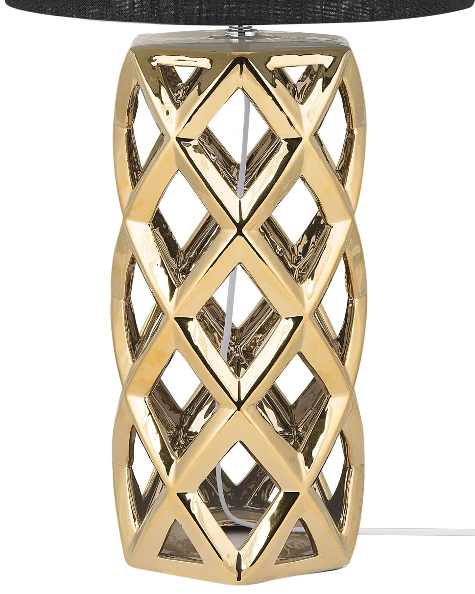 Candeeiro De Mesa Em Ceramica Dourada E Preto 71 Cm Selja