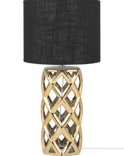 Candeeiro De Mesa Em Ceramica Dourada E Preto 71 Cm Selja