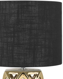 Candeeiro De Mesa Em Ceramica Dourada E Preto 71 Cm Selja