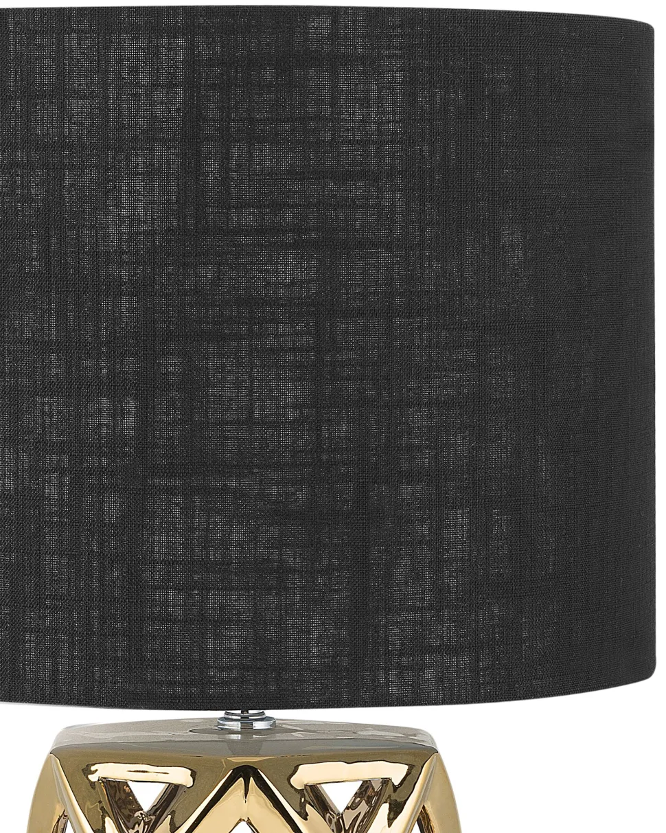 Candeeiro De Mesa Em Ceramica Dourada E Preto 71 Cm Selja