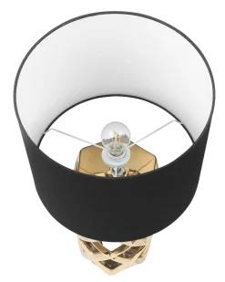 Candeeiro De Mesa Em Ceramica Dourada E Preto 71 Cm Selja