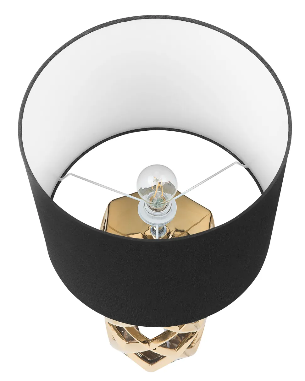 Candeeiro De Mesa Em Ceramica Dourada E Preto 71 Cm Selja