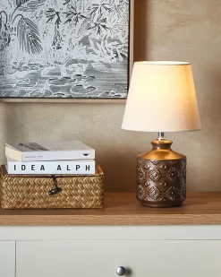 Candeeiro De Mesa Em Ceramica Cor De Cobre Rosanna