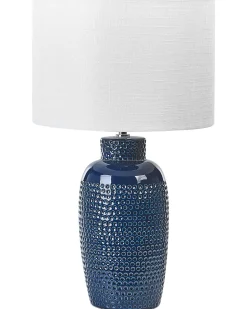 Candeeiro De Mesa Em Ceramica Azul Marinho Perlis