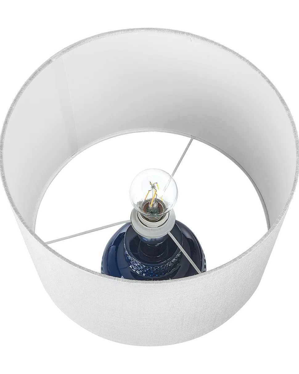 Candeeiro De Mesa Em Ceramica Azul Marinho Perlis