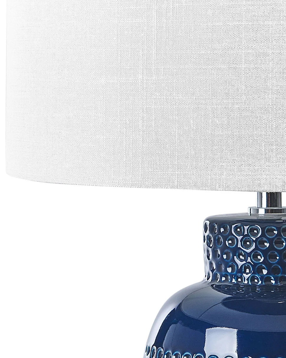 Candeeiro De Mesa Em Ceramica Azul Marinho Perlis