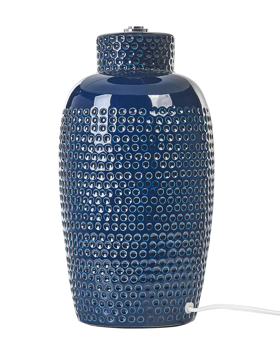 Candeeiro De Mesa Em Ceramica Azul Marinho Perlis