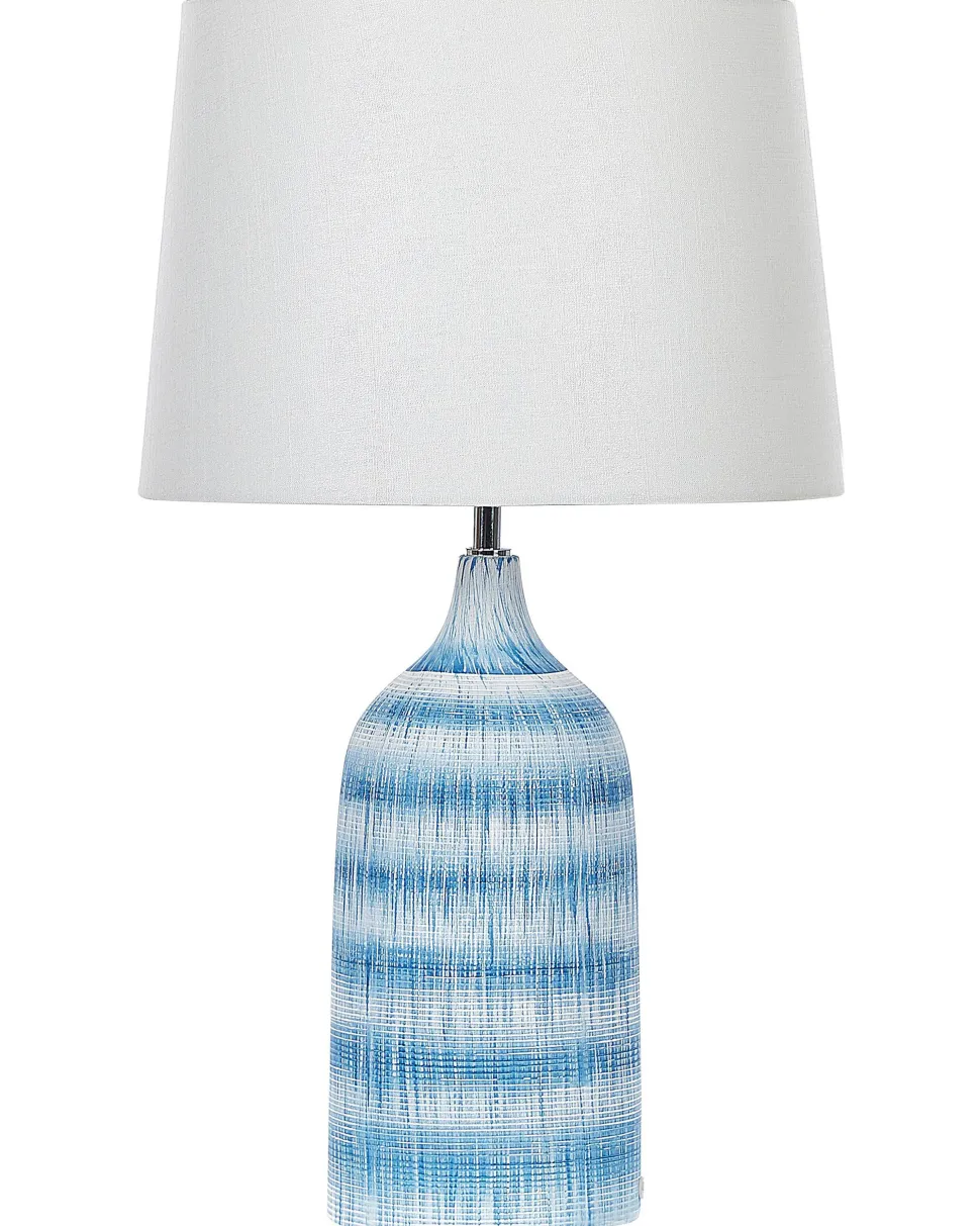 Candeeiro De Mesa Em Ceramica Azul E Creme 66 Cm Georgina