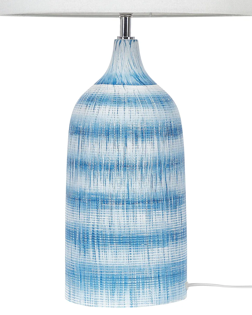 Candeeiro De Mesa Em Ceramica Azul E Creme 66 Cm Georgina