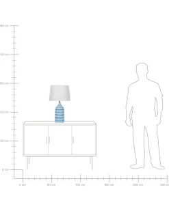 Candeeiro De Mesa Em Ceramica Azul E Creme 66 Cm Georgina