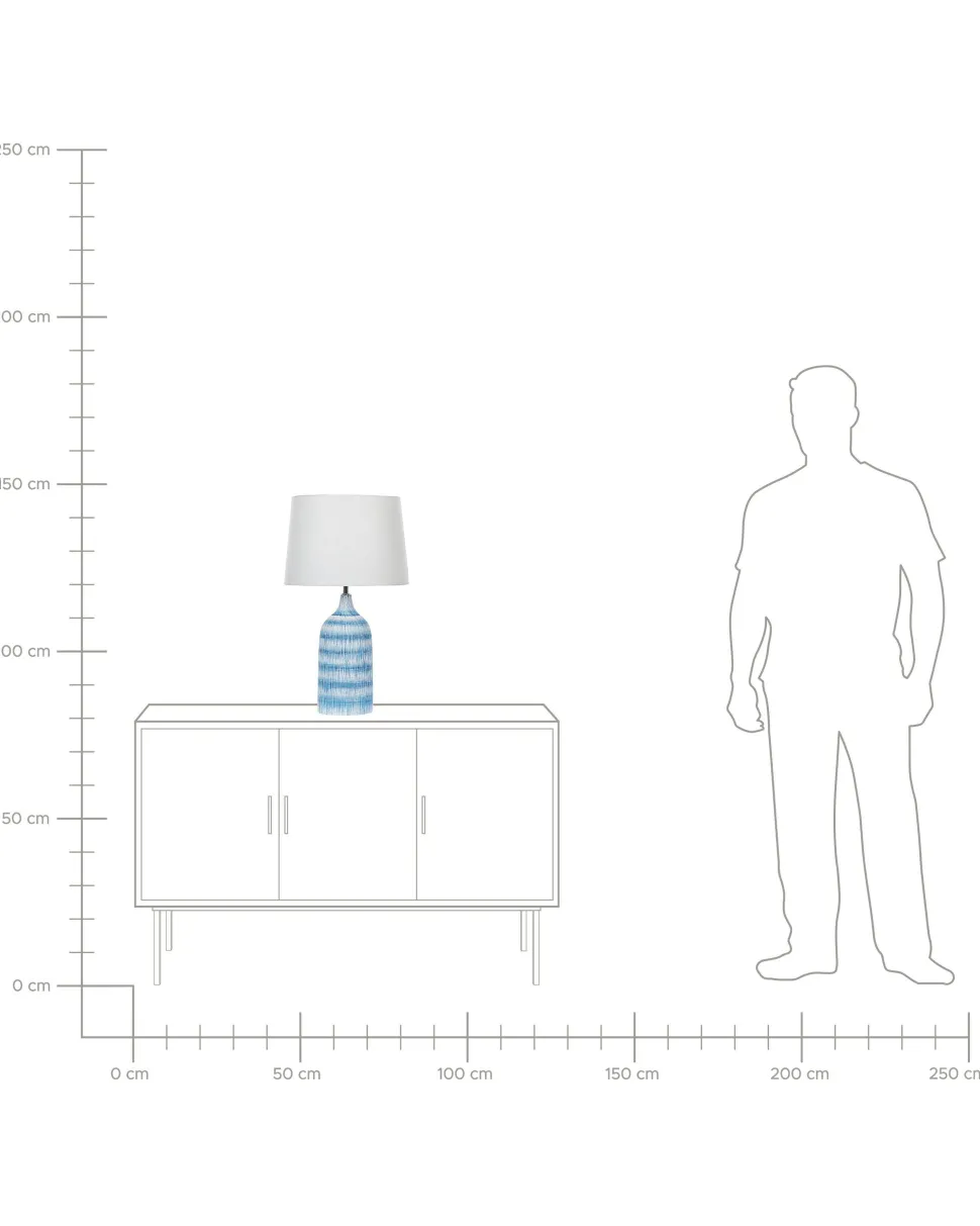 Candeeiro De Mesa Em Ceramica Azul E Creme 66 Cm Georgina