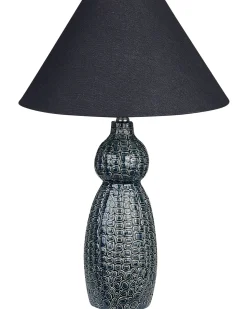 Candeeiro De Mesa Em Ceramica Azul Escuro E Preto 60 Cm Matina