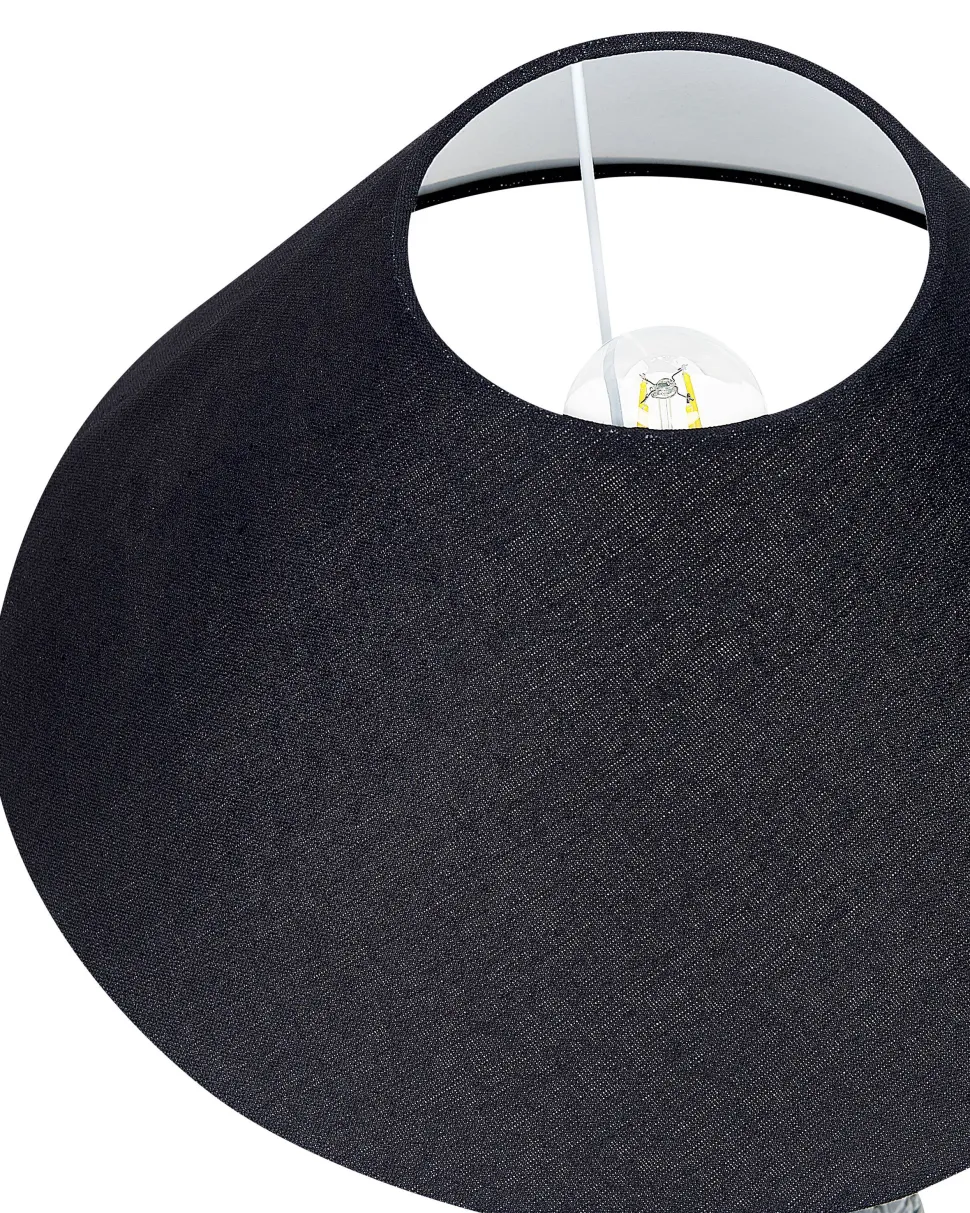 Candeeiro De Mesa Em Ceramica Azul Escuro E Preto 60 Cm Matina