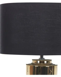 Candeeiro De Mesa Em Ceramica Dourado E Preto 48 Cm Cimarron