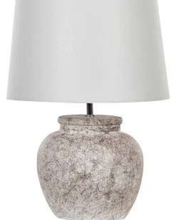 Candeeiro De Mesa Em Ceramica Creme E Branco 47 Cm Mareb