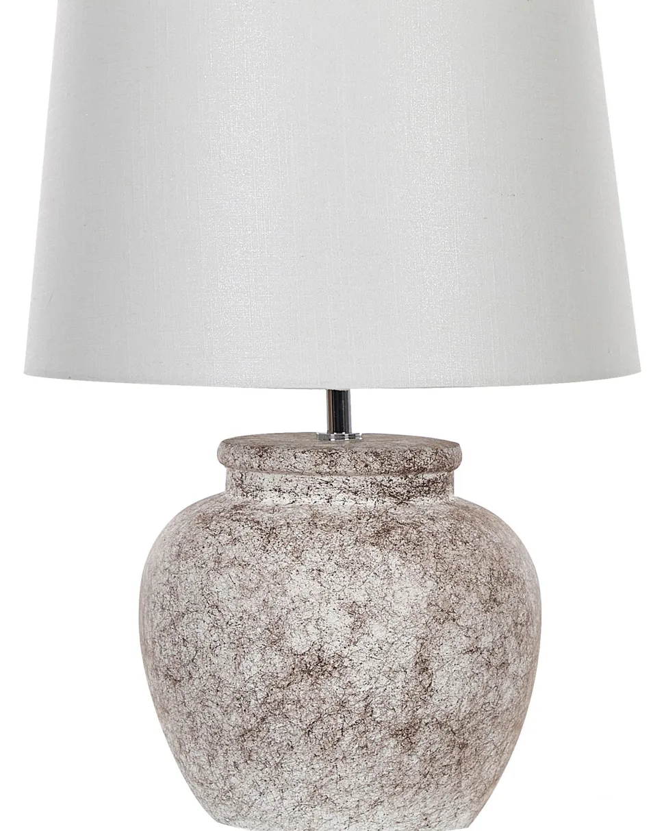 Candeeiro De Mesa Em Ceramica Creme E Branco 47 Cm Mareb