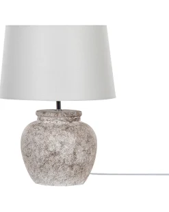 Candeeiro De Mesa Em Ceramica Creme E Branco 47 Cm Mareb