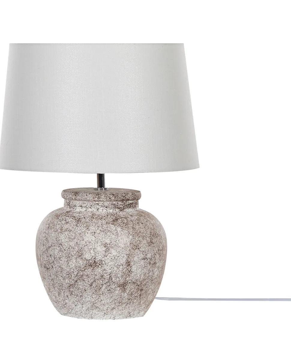 Candeeiro De Mesa Em Ceramica Creme E Branco 47 Cm Mareb