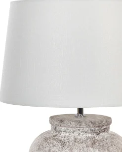 Candeeiro De Mesa Em Ceramica Creme E Branco 47 Cm Mareb