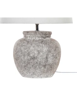 Candeeiro De Mesa Em Ceramica Creme E Branco 47 Cm Mareb