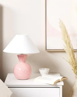 Candeeiro De Mesa Em Ceramica Rosa Ferry