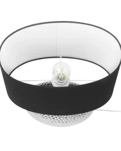 Candeeiro De Mesa Em Ceramica Prateada E Preto 51 Cm Nasva
